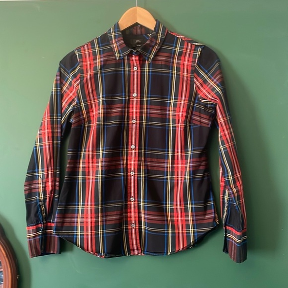 J. Crew Tops - JCrew Women's 6 Tartan Plaid Woven Slim Fit Classic Preppy
